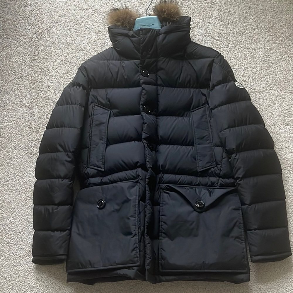Moncler Navy Cluny Size 4(XL/42) Worn only 2 times Reg 2,290 Sale $1500